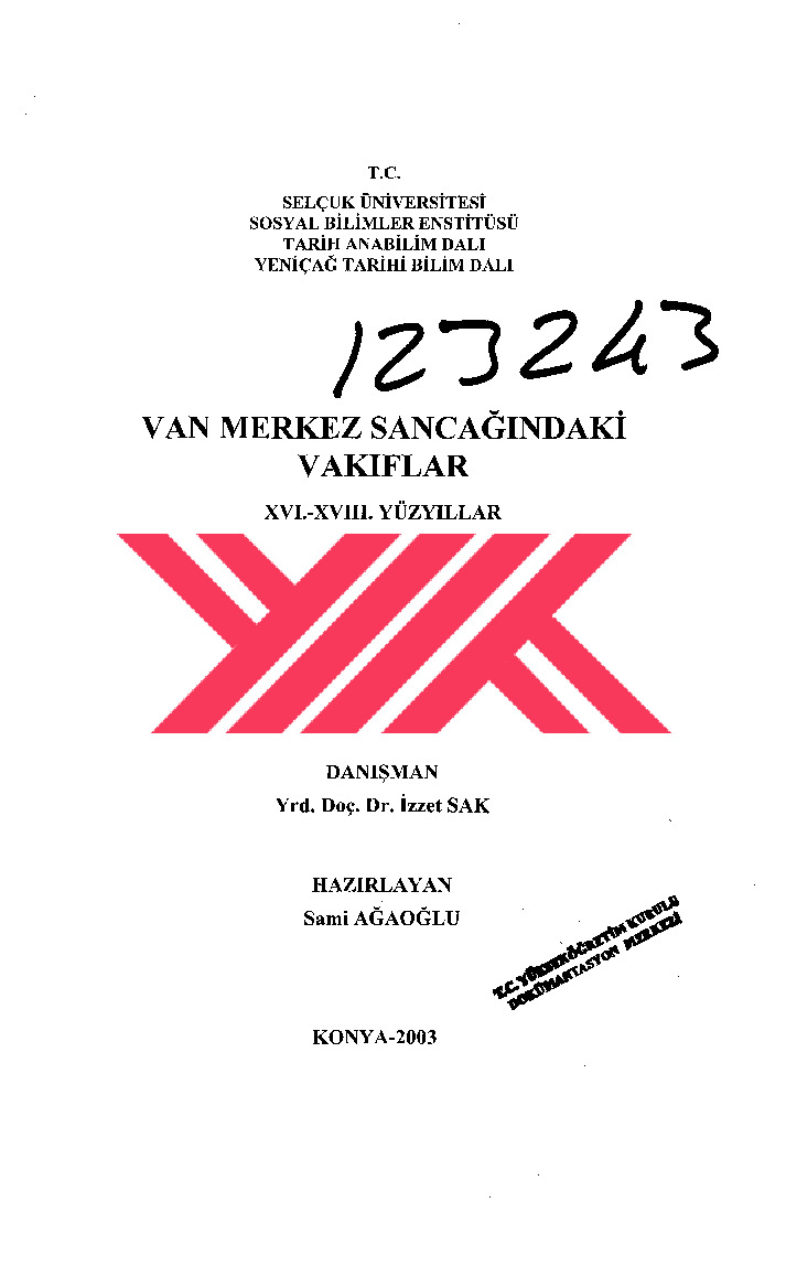 Van Merkez Sancaındaki Veqifler-XVI-XVIII.Yüzyıllar-Sami Ağaoğlu-2003-234s