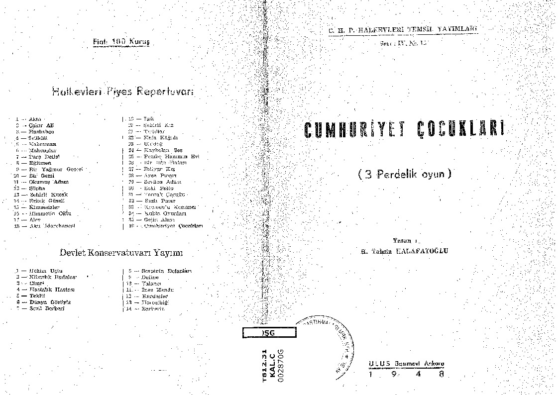 Cumhuriyet Cocuqlari-H.Tehsin Kalafatoğlu-1948-72s