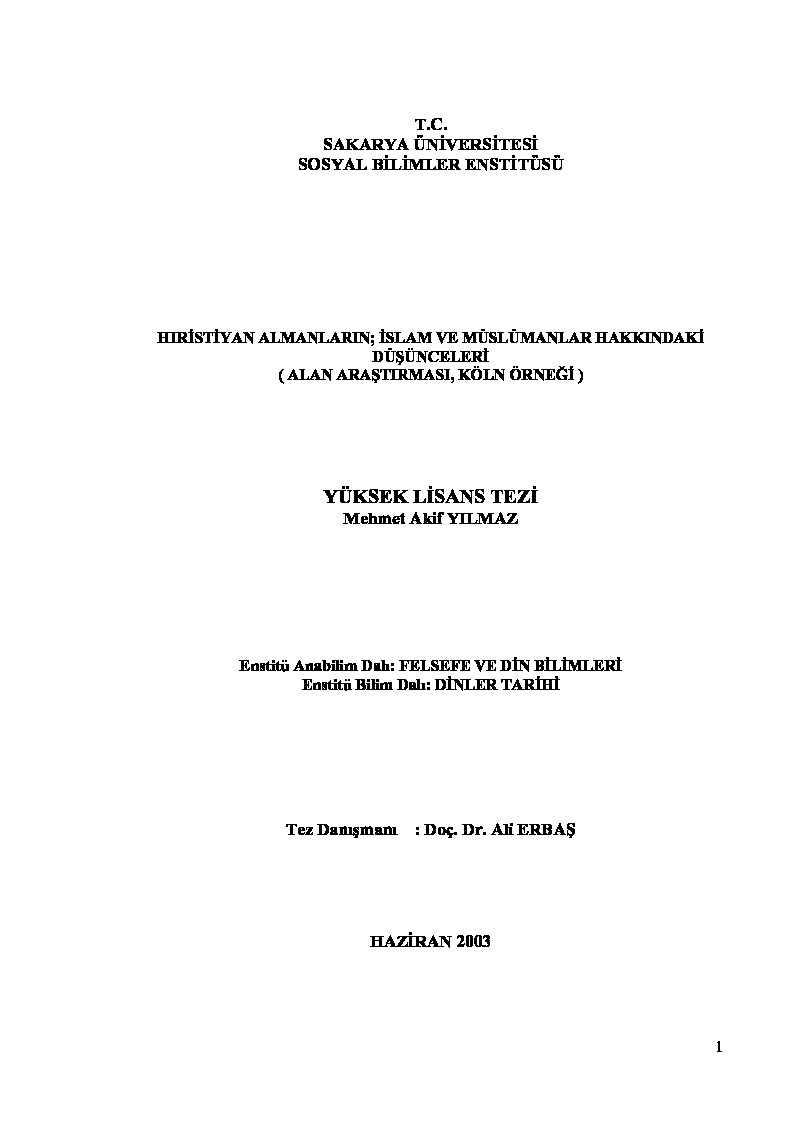 Hiristiyan Almanların Islam Ve Müslümanları Heqqindeki Düşünceleri-Mehmed Akif Yılmaz-2003-108s