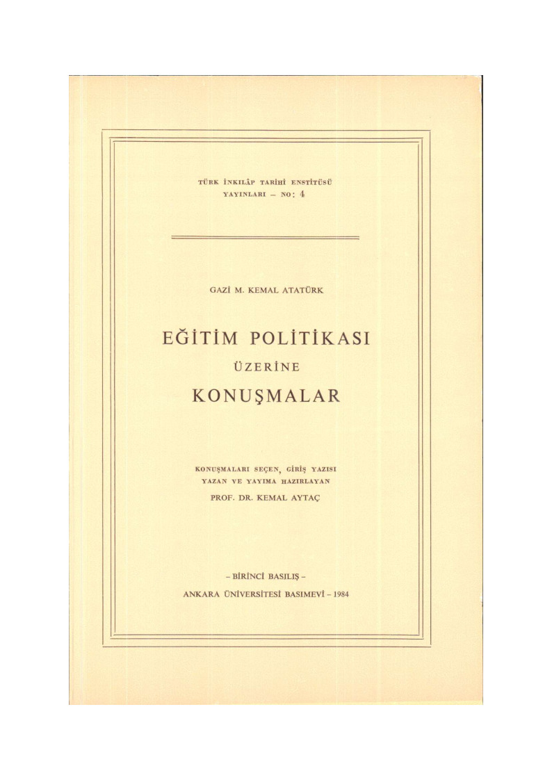 Eğitim Politikası üzerine Qonuşmalar-Qazi M.Kemal Atatürk-1984-97s