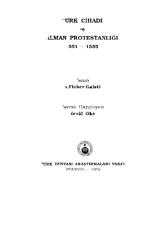Türk Cihadi Ve Alman Protestanlığı 1551-1555-A.Fisher Galati-1992-152