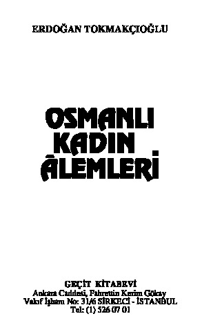 Osmanlı Qadın Alemleri-Erdoğan Toqmaqçi-1991-146s