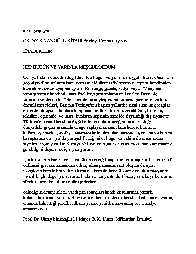 Oktay Sinanoğlu Kitabi-Söyleşi-Emine Çayqara-2011-388s