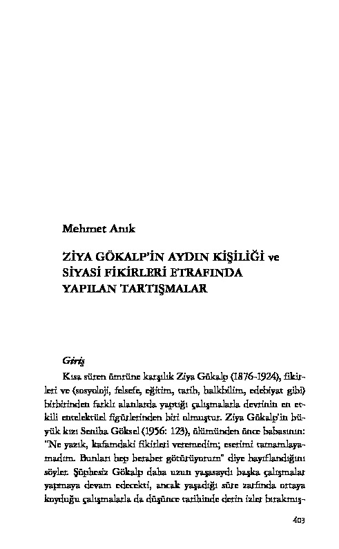 Ziya GökalpIn Aydın Kişiliği Ve Siyasi Fikirleri Çevresinde Yapilan Dartişmalar-Mehmed Anıq-32s
