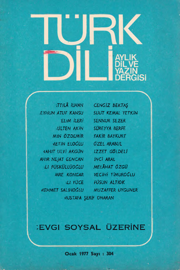 Sevgi Soysal Üzerine-Türk Dili Aylıq Dergi-Say.304- 1977-104s