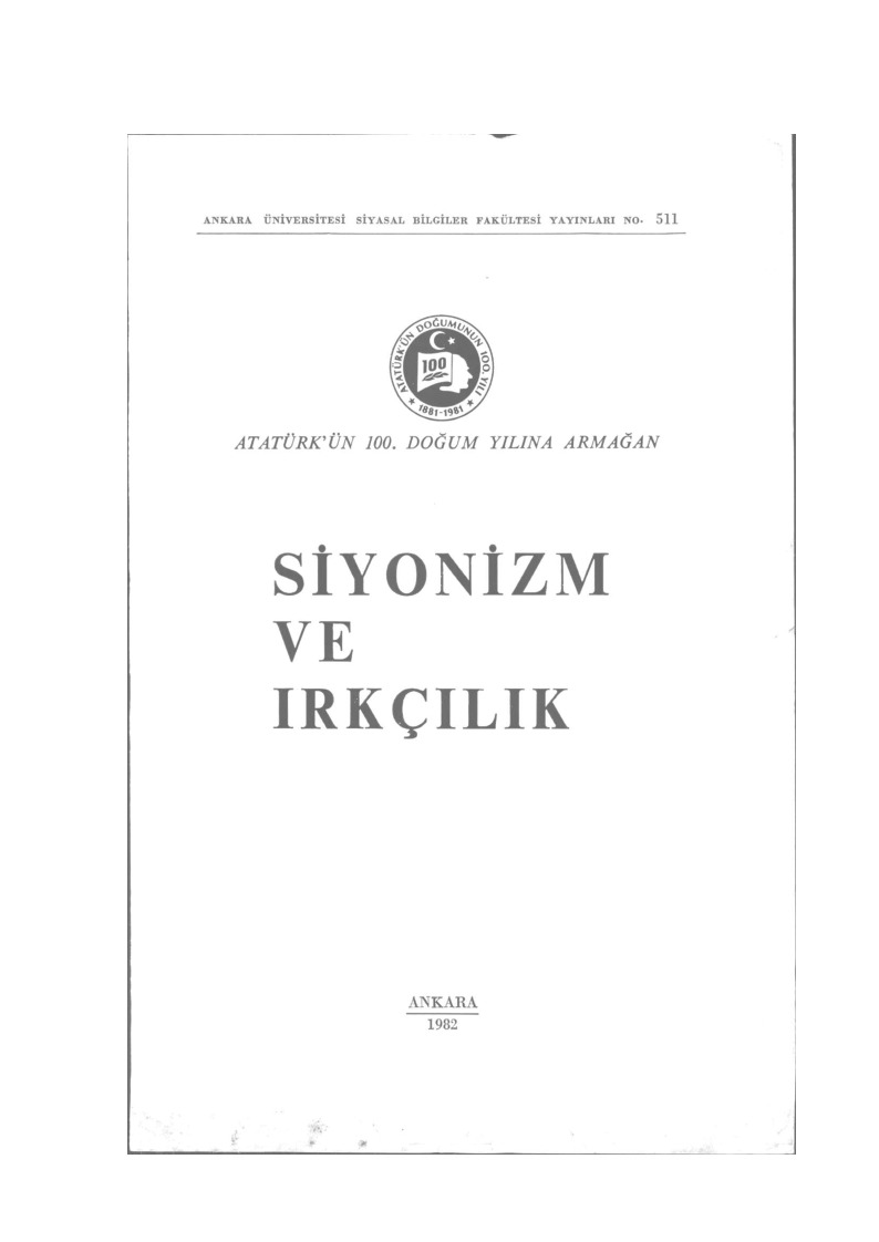 Siyonizm Ve ırqçılıq-Türkqaya Ataöv-1982-302s
