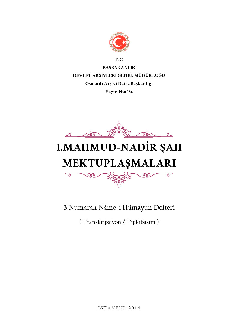 Birinci Mahmud-Nadir Şah Mektublaşmaları-Türk-Fars-2014-368s