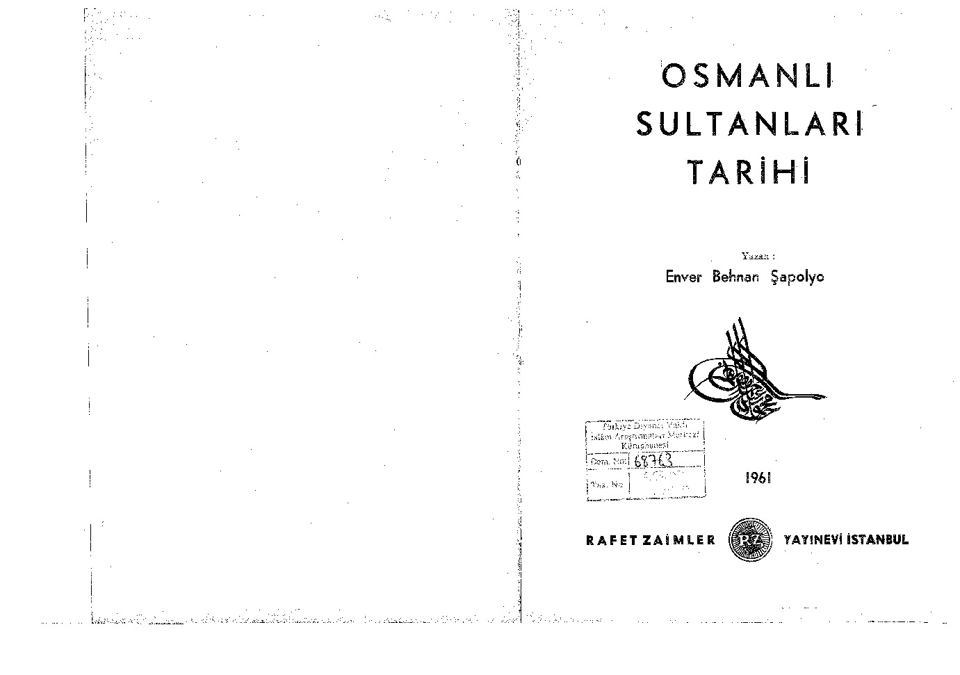 Osmanlı Sultanları Tarixi-Enver Behnan Şapolyo-1961-510s