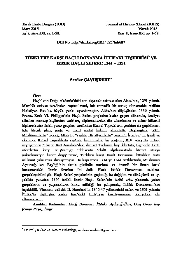 Türklere Qarşı Xachli Donanma Ittifaqi Teşebbüsü Ve Izmir Xaçlı Seferi-1341-13551-Serdar Çavuşdere-2015-58s