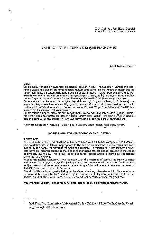 Yahudilikde Koşer Ve Koşer Ekononomisi-Ali Osman Qurd-2000-47s
