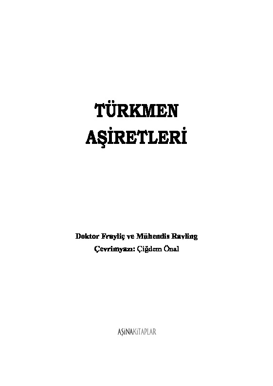 Türkmen Eşiretleri- Fraylic-Ravling-Çiğdem Onal-1334h-434s