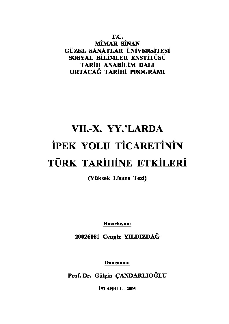 VII X YY.Larda Ipek Yolu Ticaretinin Türk Tarixinin Etgileri-Çingiz Yıldızda-2005-165s