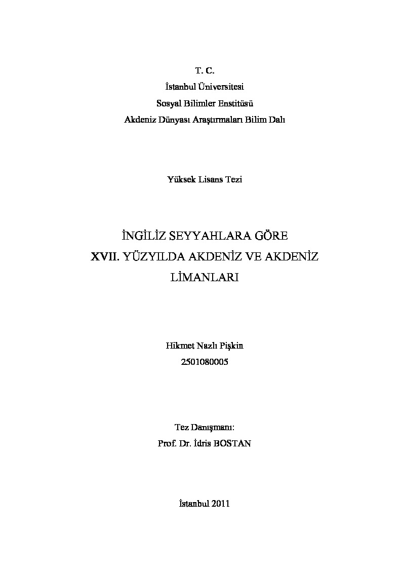 Ingiliz Seyyahlara Göre XVII.Yüzyılda Akdeniz Ve Akdeniz Limanları-Hikmet Nazlı Pişgin-2011-275