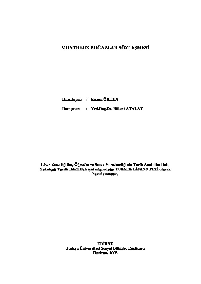 Montreux Boğazlar Sözleşmesi-Kazım Ökten 2008-233s