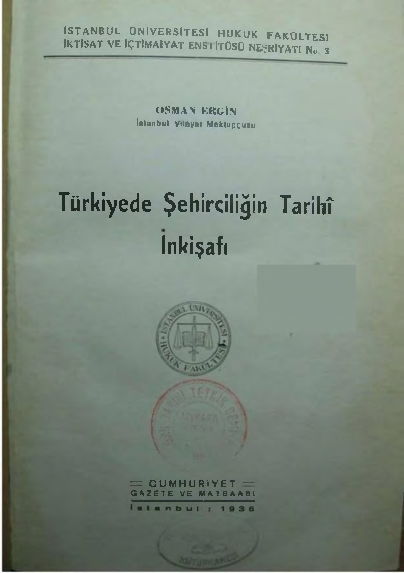 Türkiyede Şehirçiliğin Tarixi Inkişafi-Osman Ergin-1930-159s