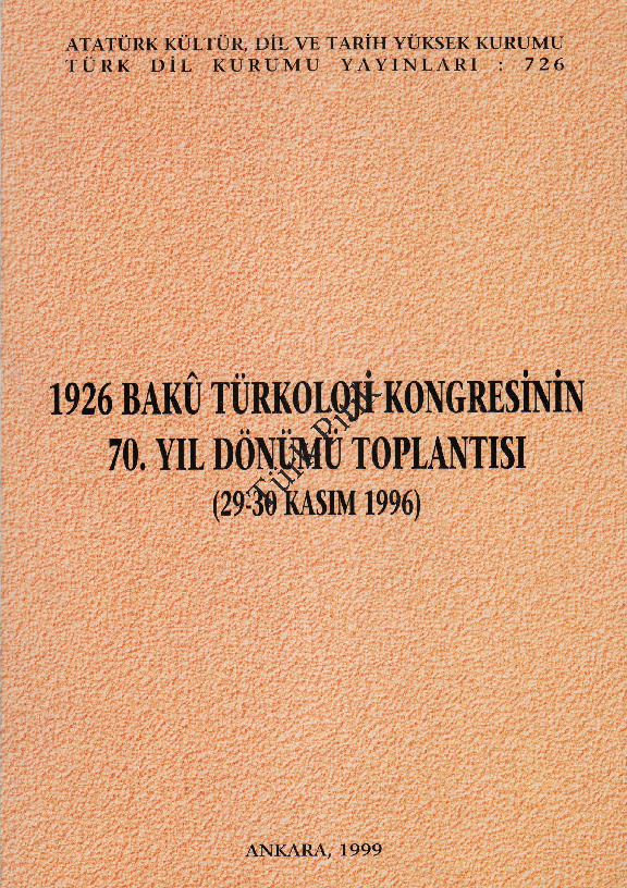 1926 Baki Türkoloji Qurultayının 70.Ci Il Donumu Toplantısı-1995-1999-126s
