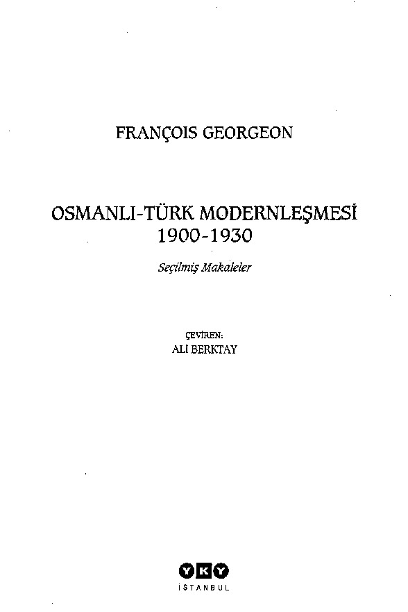 Osmanlı-Türk Modernleşmesi-1900-1930-Fransois Georgeon-Ali Berktay-2000-216s