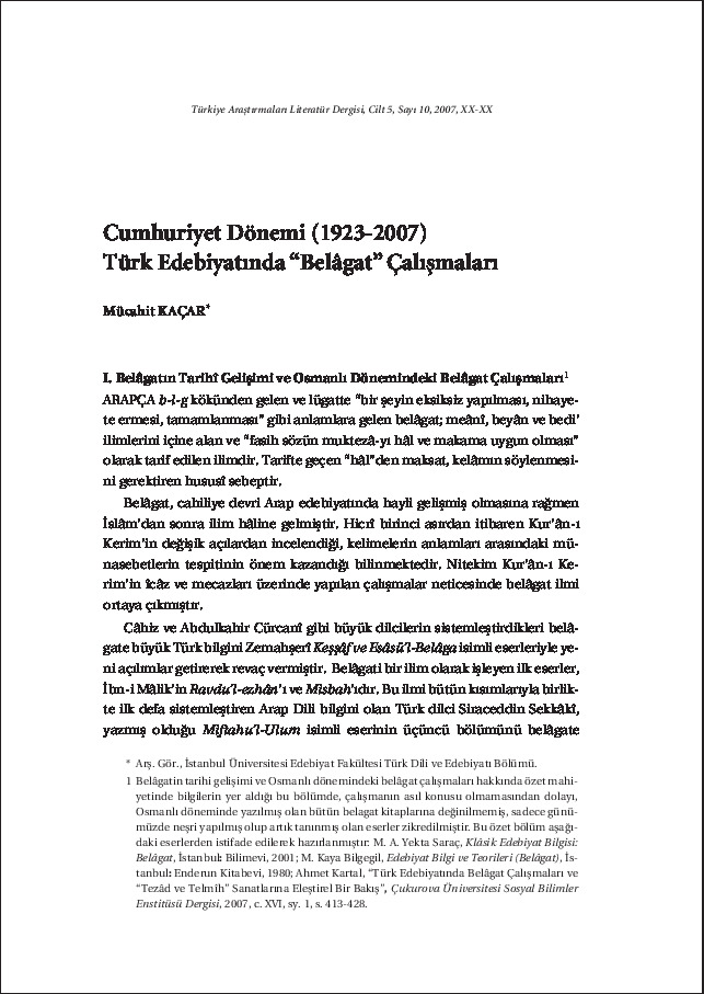Türkiyede Noqayca çalişmalarina Bir Baxış-Pelin Ekshi-8s+Cumhuriyet Dönemi 1923-2007 Türk Edebiyatında Belağet çalışmaları-Mucahid Qacar-16