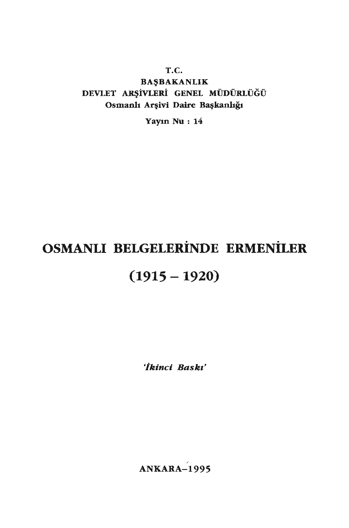 Osmanlı Belgelerinde Ermeniler 1915-1920-1995-707s