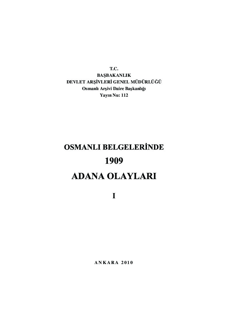 Osmanli Belgelerinde 1909 Adana Olaylari-1- 2010-586s