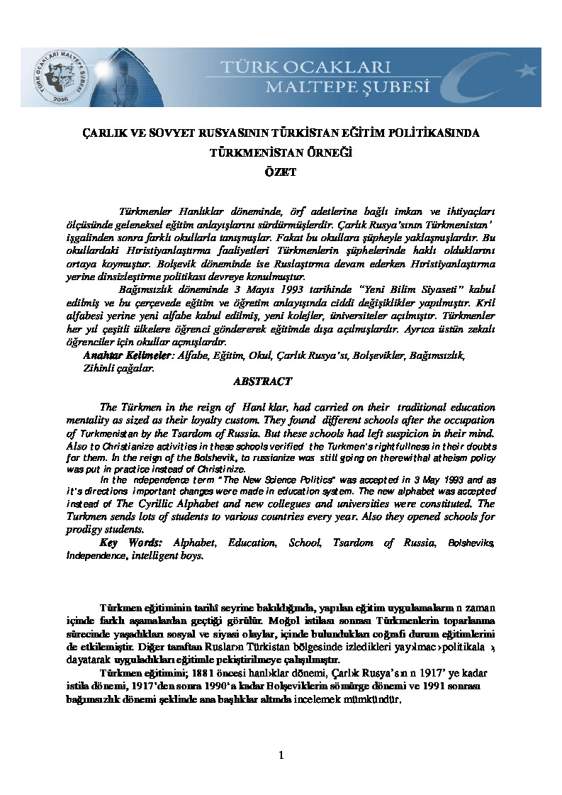 Çarlıq Ve Sovyet Rusyasının Türkistan Eğitim Politikasında-Türkmenistan Örneghi-13s