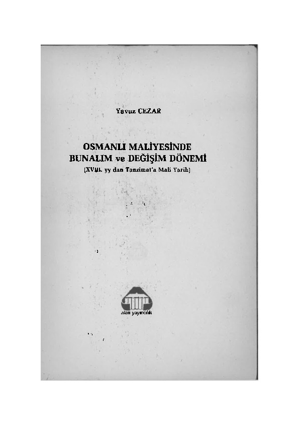 Osmanlı Maliyesinde Bunalım ve Değişim Yavuz Cezar 1988 406