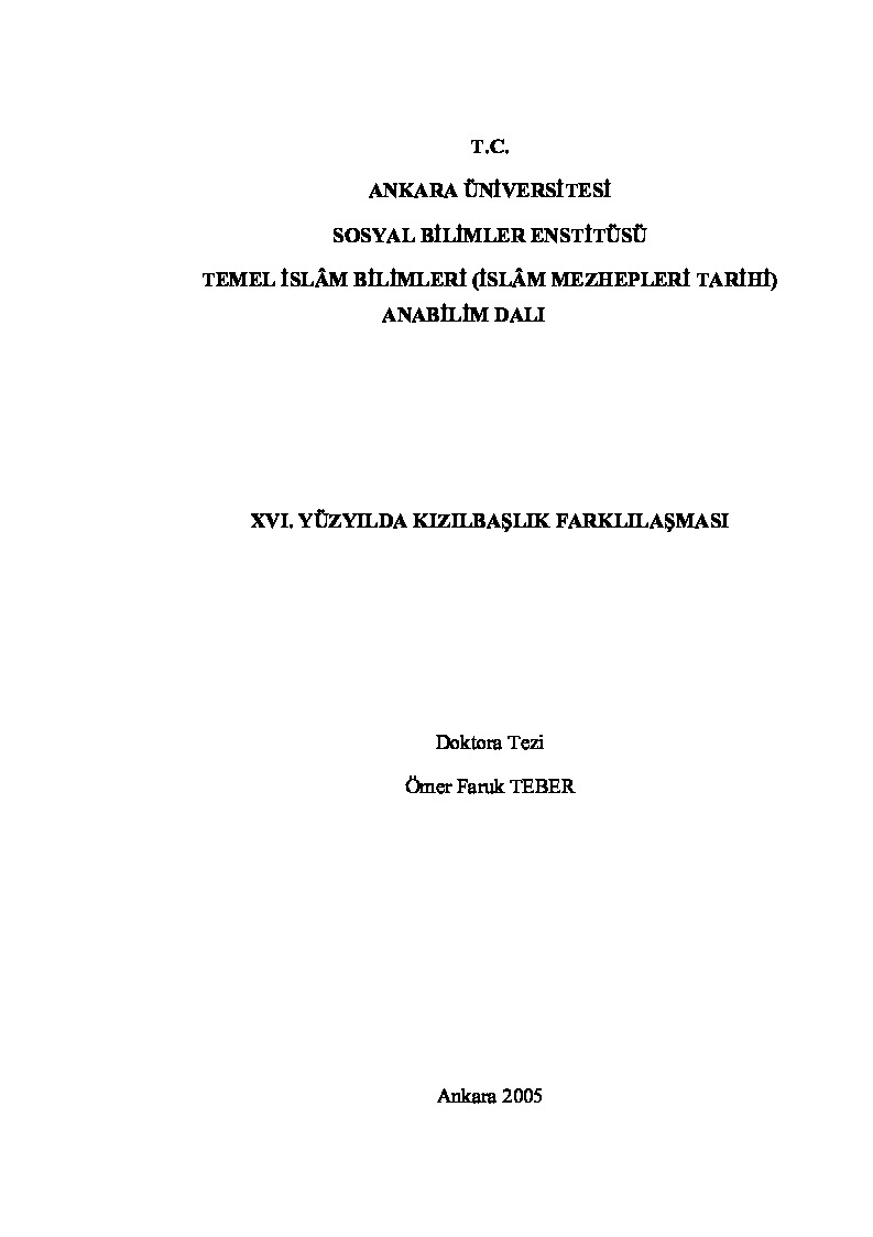 XVI. Yüzyılda Qızılbaşlıq Değişmesi Ömer Faruq Teber-2005-210s
