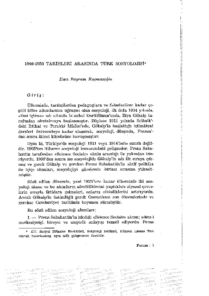1940-1850 Süresinde Türk Sosyolojisi Hacı Bayram Qaçmazoğlu 48s