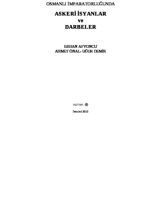 Osmanlida Isyan Ve Darbeler Kitabi Ve Fiyati Hepsiburada