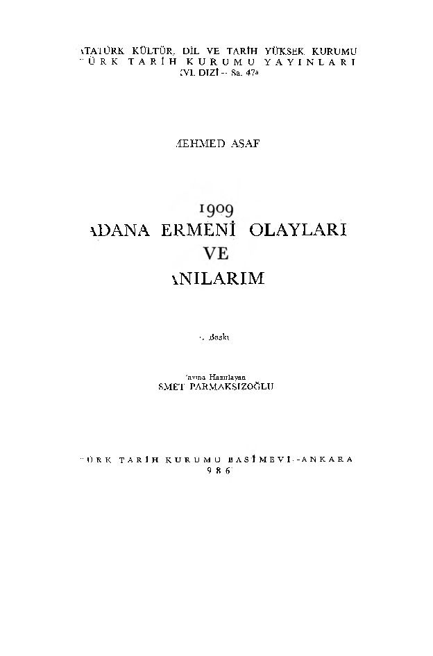 1909 Adana Ermeni Olayları Ve Anılarım-Mehmed Asaf-1986-107s