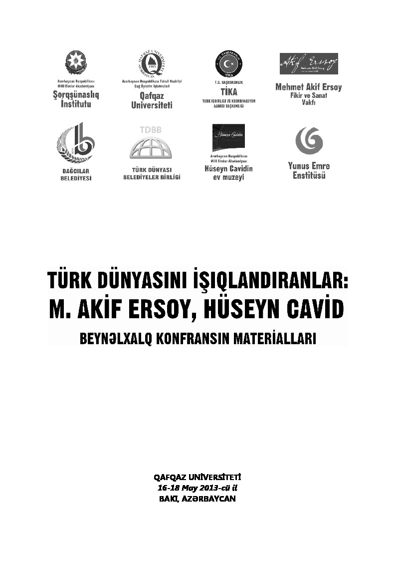 Ululuslarsarası Konfrans Matiryalları-Türk Dünyasını Işıqlandıranlar-M.Akif Ersoy-Hüseyn Cavid-Baki-2013-539s