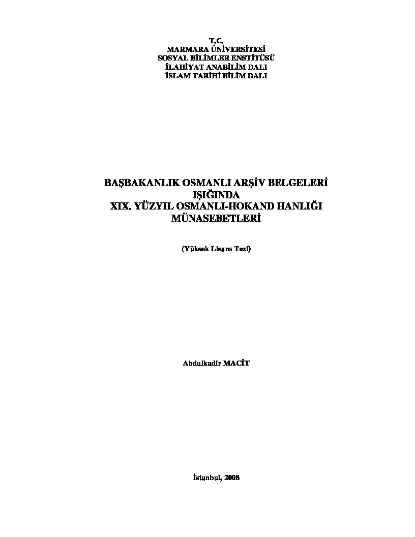 XIX.Yüzyıl Osmanlı-Xokand (Osmanlı-Xucend) Xanlığı Ilişgileri-Abdülqadir Mecit-2008-185s
