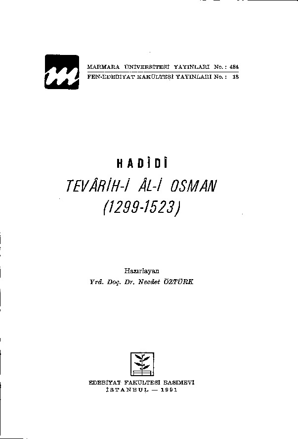Tevarixi Ali Osman-1299-1523-Hedidi-Yasan-Necdet Öztürk-1991-543s