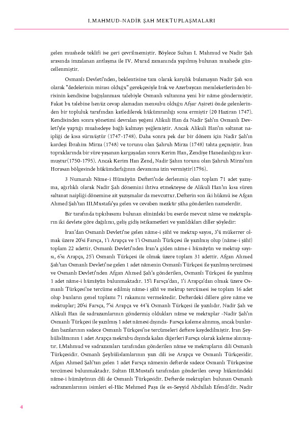 Basbakanliq Osmanli Arsivi I Mahmud Nadir Sah Mektublasmalari 3 Numrali Nameyi Humayun Defderi 2014 368