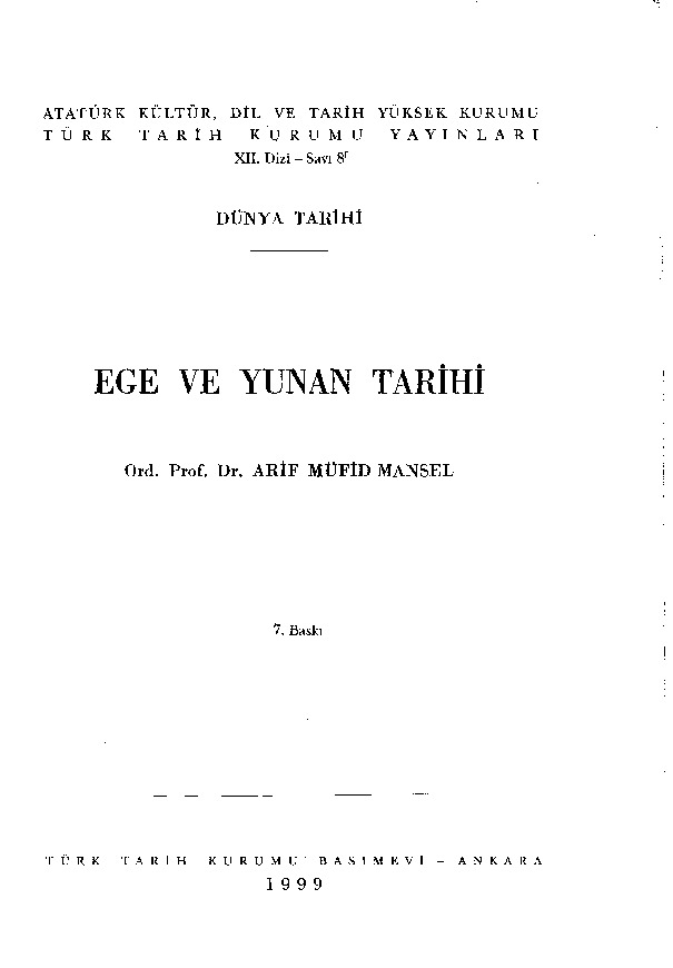Ege ve Yunan Tarixi Arif Müfid mansel-1999-732s