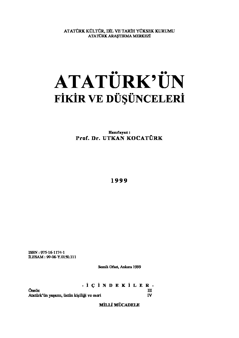 Atatürkun Fikir Ve Düşünceleri-Utqan Qocatürk-1999-250s