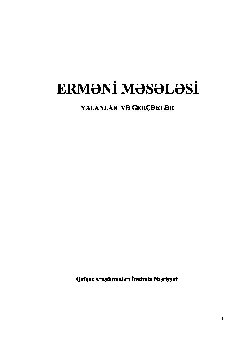 Ermeni Meselesi-Yalanlar Gerşekler-Baki-2005-175s