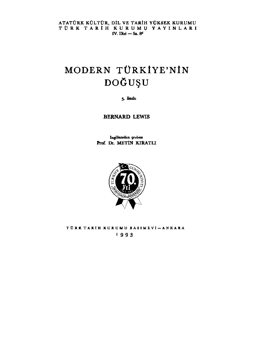 Modern Türkiyenin Doğuşu-Bernard Lewis-Metin Qıratlı-2005-559s