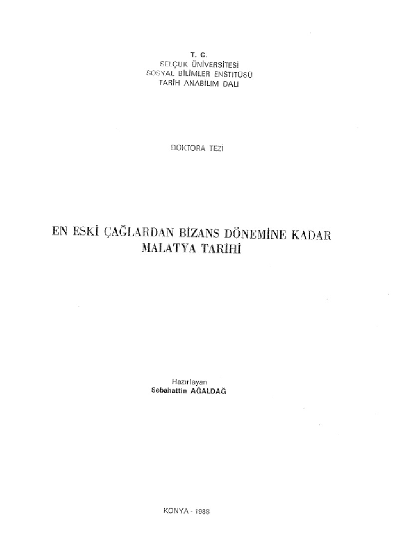 En Eski Çağlardan Bizans Dönemine Qeder Malatya Tarix-Sabahetdin Ağaldağ-1988-348s