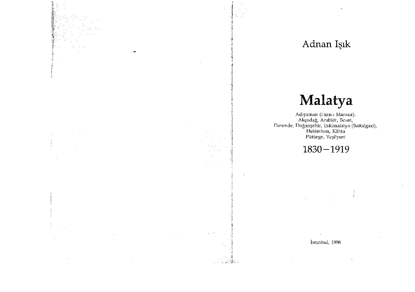 Malatya-1830-1919- Adnan Işıq-1998-847s