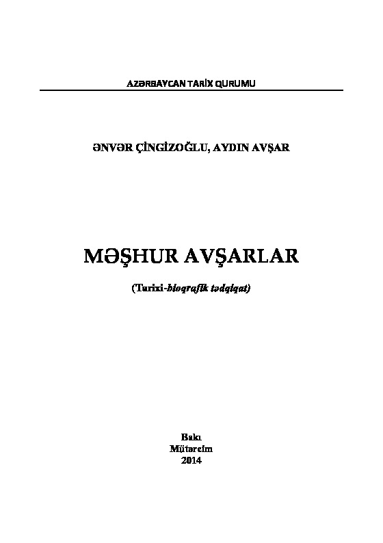 Meşhur Avşarlar-Enver Çingizoğlu-Aydın Avşar-2014-324s