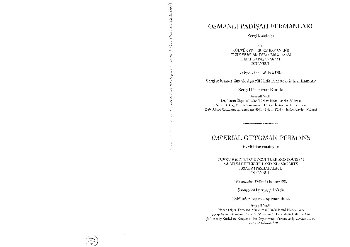 osmanli padisah fermanlari aysegul nadir