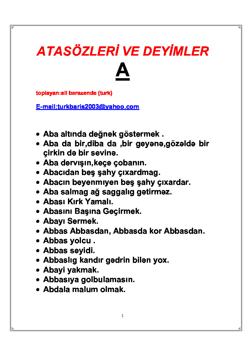 Atasözler Ve Deyimler-Toplayan-Ali Berazende-Türk-326s