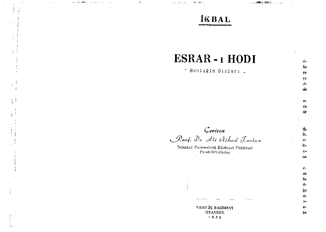 Benliğin Sırları-Esarari Xodi-Iqbal-Ali Nihad Tarlan-1958-60s