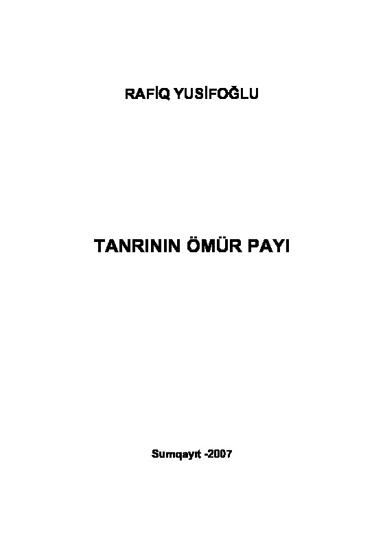 Tanrının ömür Payı-Rafiq Yusifoğlu-2007-502s