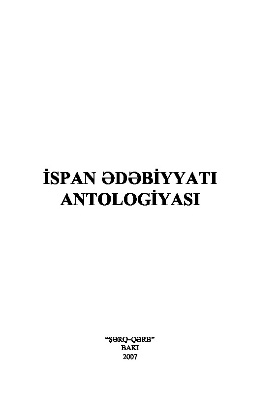 XVI-XX Yüzlük-İspan Edebiyatı Antolojyası-2007-384s