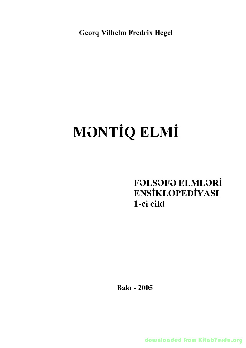 Mentiq Elmi-Hegel-Çev-Arif Tağıyev-Baki-2005-158s