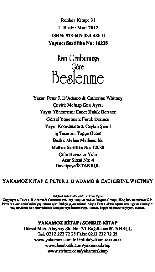 Qan Qrubunuza Gore Beslenme Peter J D Adamo Mehtab Gun Ayral 2013 417s