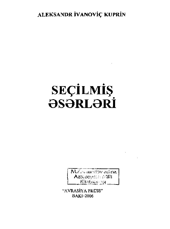 Al.Iva.Kuprin-Sechilmish Eserleri-Baki-2006-312s