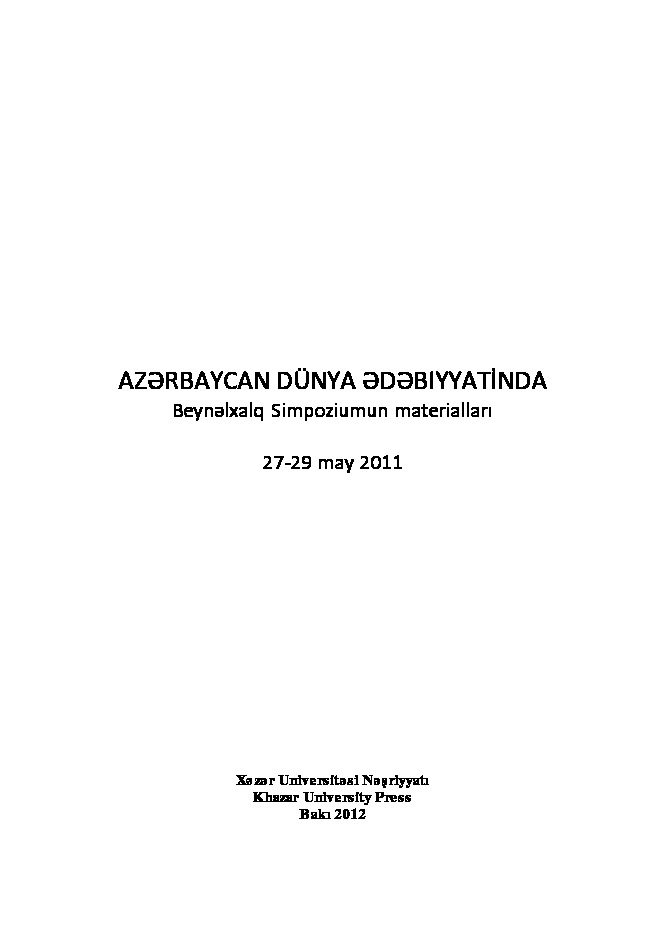Azerbaycan Dünya Edebiyatında-Uluslararası Simpozyomu Matiryallai-Baki-2011-597s